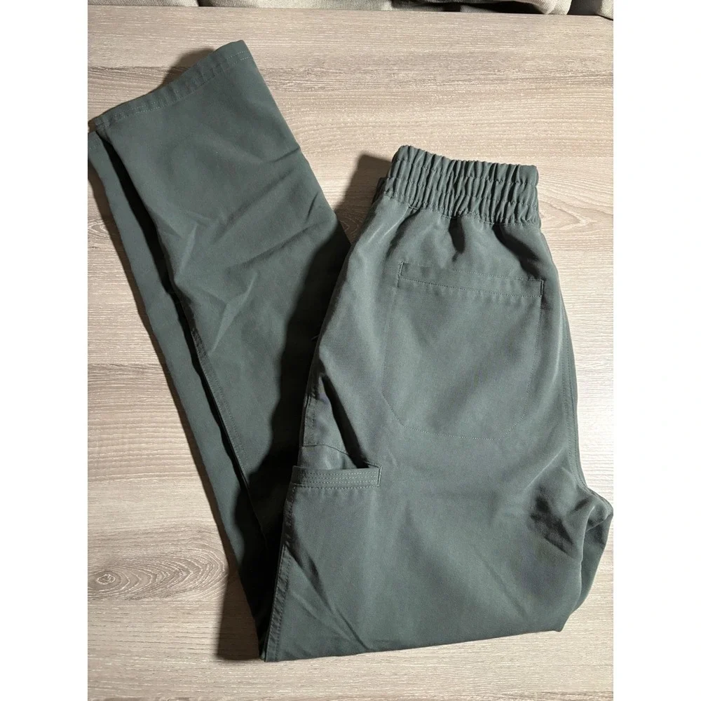 FIGS XS Technical Collection Dark Green Scrub Pants Straight Leg Cargo Medical